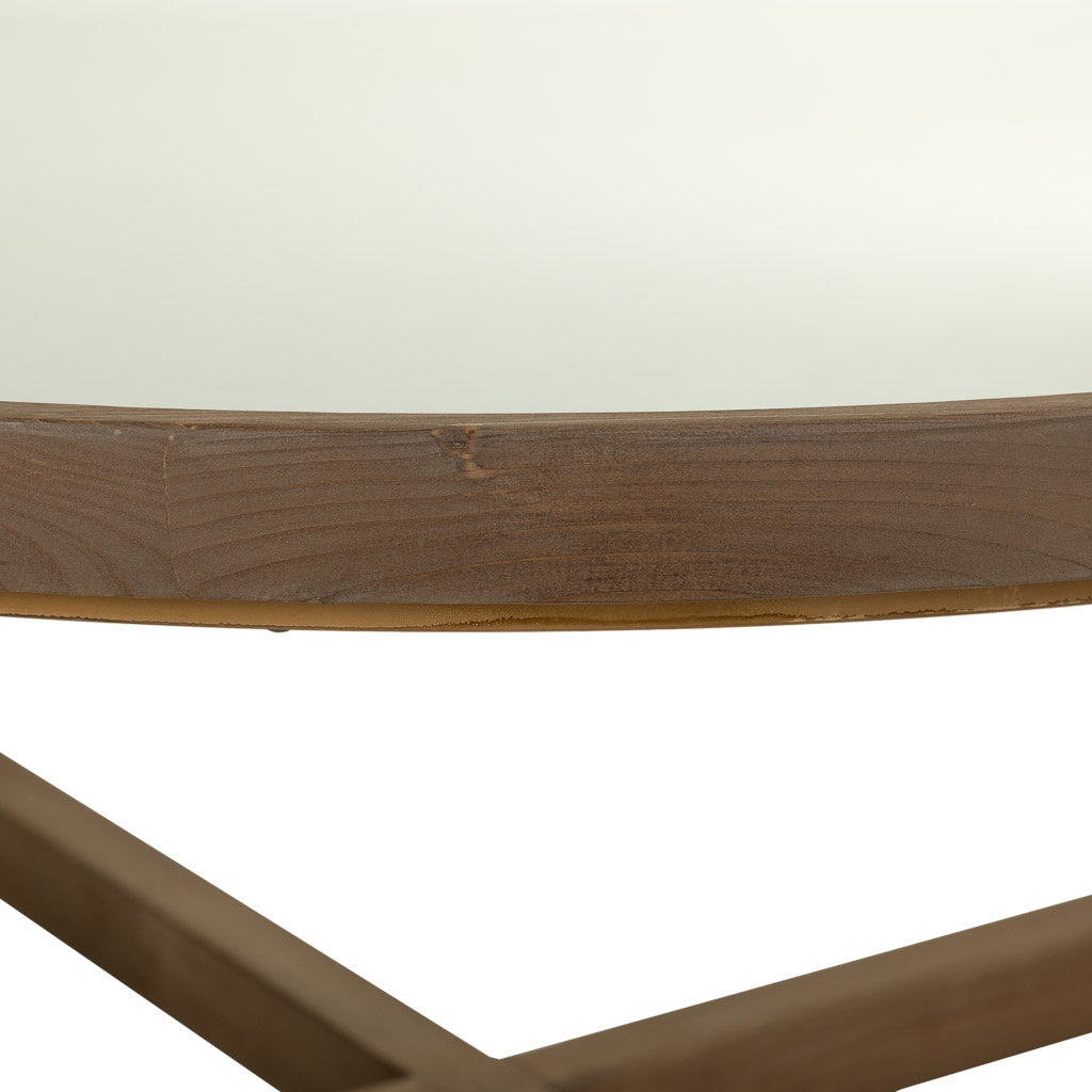 KIT MESA DE CENTRO DE MADERA Y CRISTAL MARRON