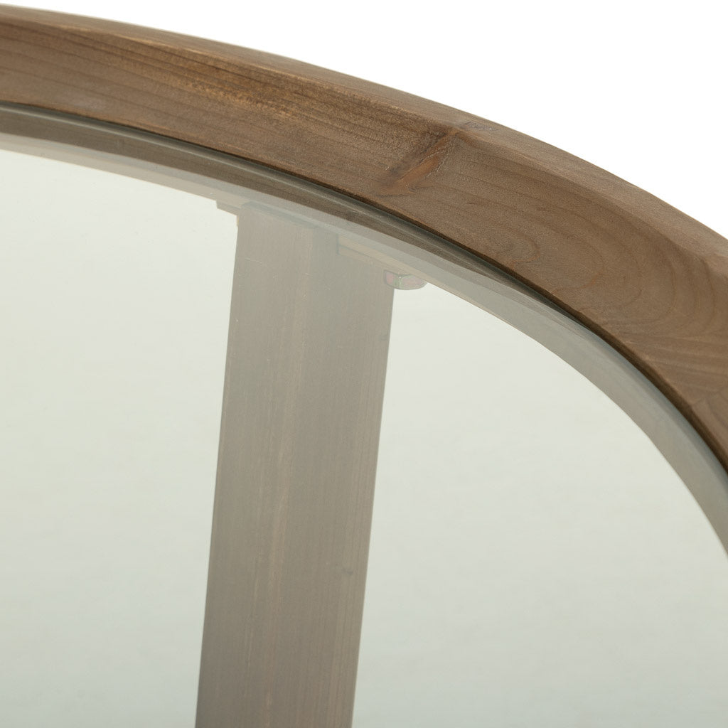 KIT MESA DE CENTRO DE MADERA Y CRISTAL MARRON