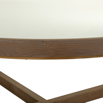 KIT MESA DE CENTRO DE MADERA Y CRISTAL MARRON