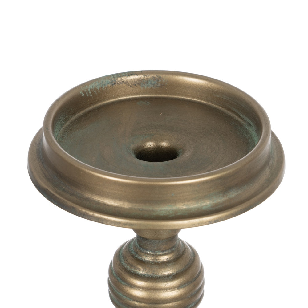 PORTAVELAS ORO VIEJO METAL DECORACIÓN 14 X 14 X 59 CM