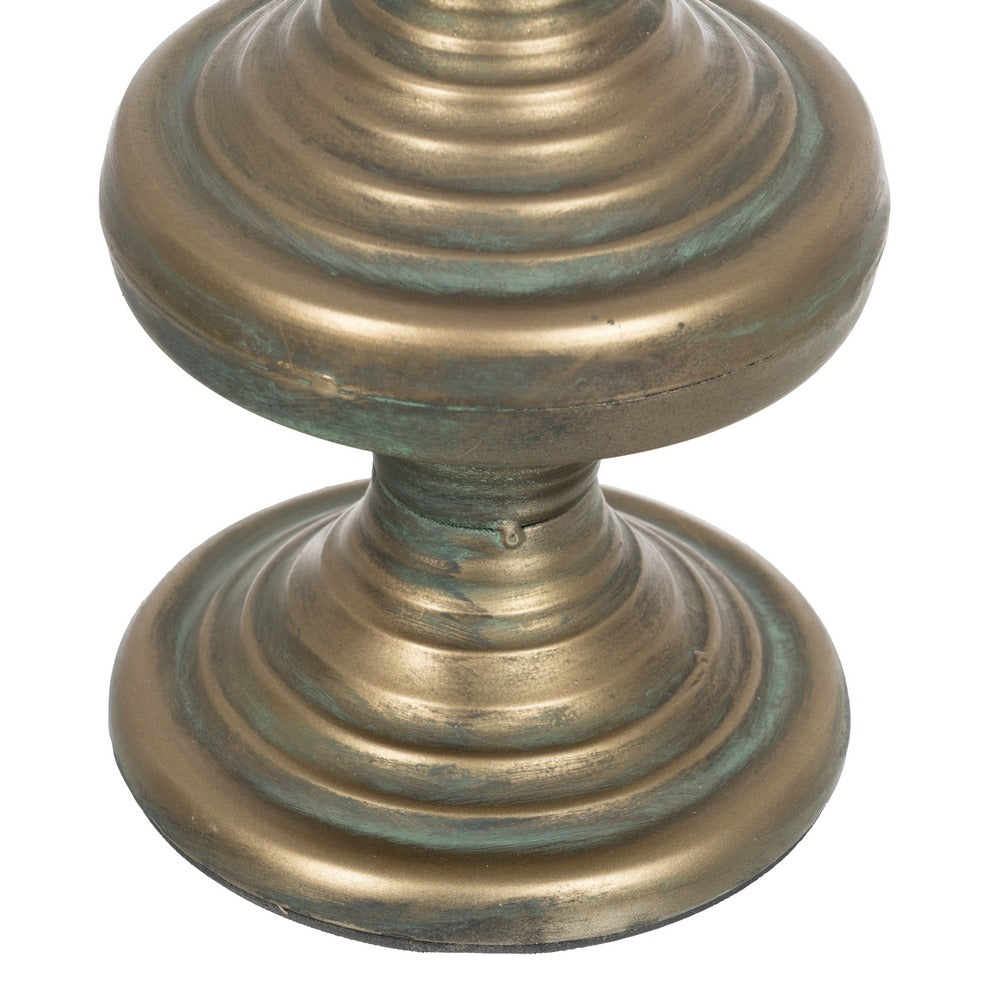 PORTAVELAS ORO VIEJO METAL DECORACIÓN 14 X 14 X 59 CM