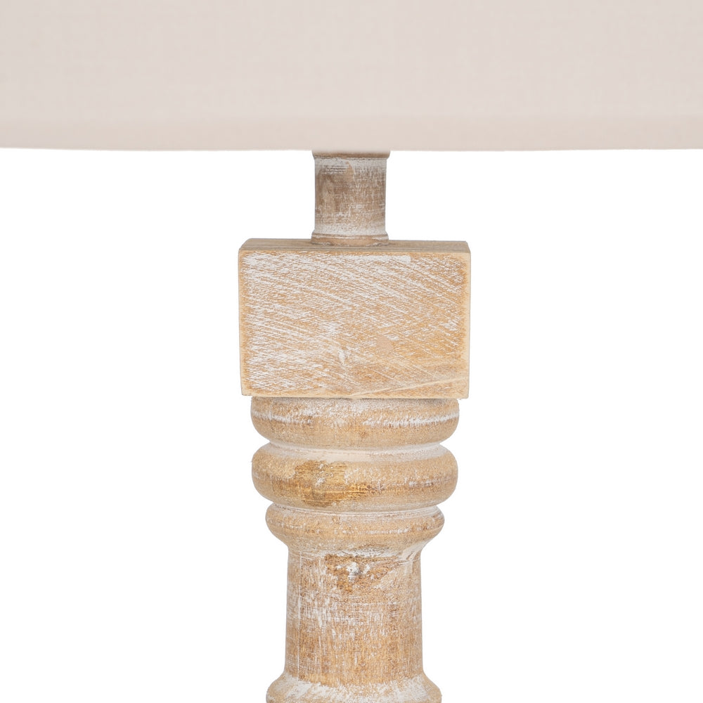 LÁMPARA MESA NATURAL MADERA / TEJIDO 40 X 40 X 82,50 CM