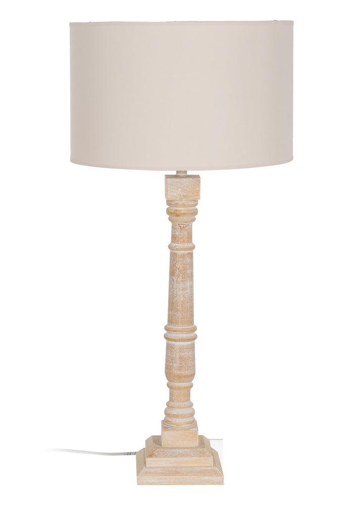 LÁMPARA MESA NATURAL MADERA / TEJIDO 40 X 40 X 82,50 CM