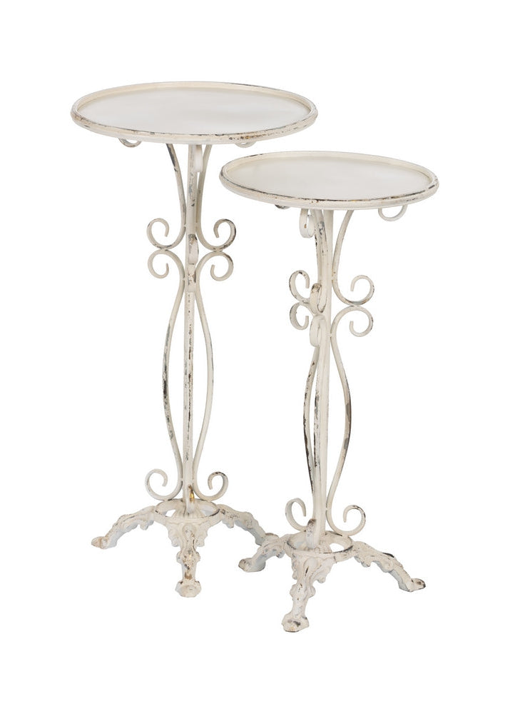 S/2 MESITAS CREMA METAL 40 X 40 X 77 CM