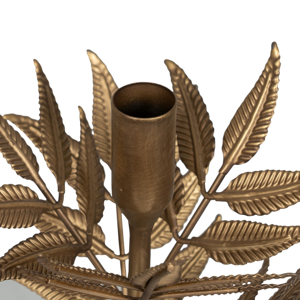 PORTAVELAS ORO METAL DECORACIÓN 17 X 17 X 30 CM