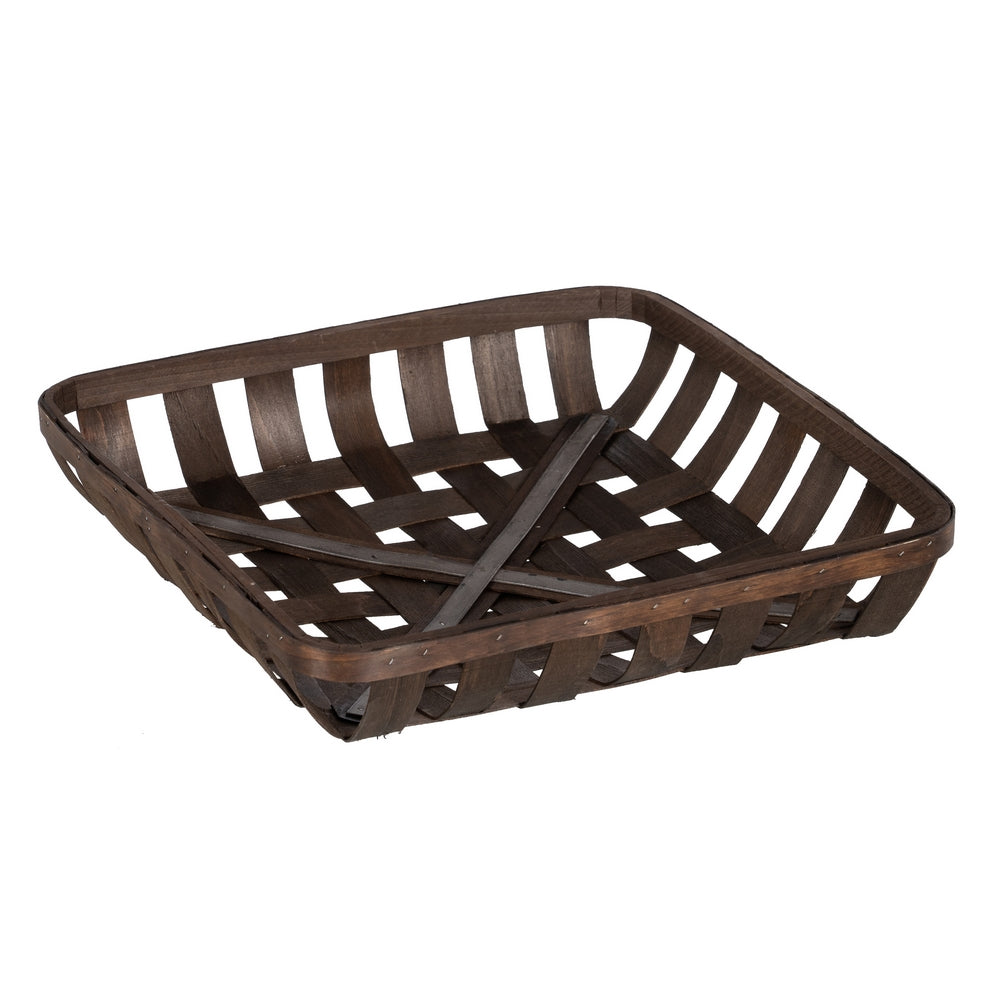 S/3 CESTAS MARRÓN MADERA DECORACIÓN 52 X 52 X 11,50 CM