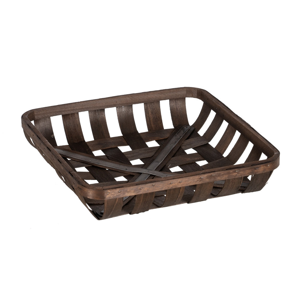 S/3 CESTAS MARRÓN MADERA DECORACIÓN 52 X 52 X 11,50 CM