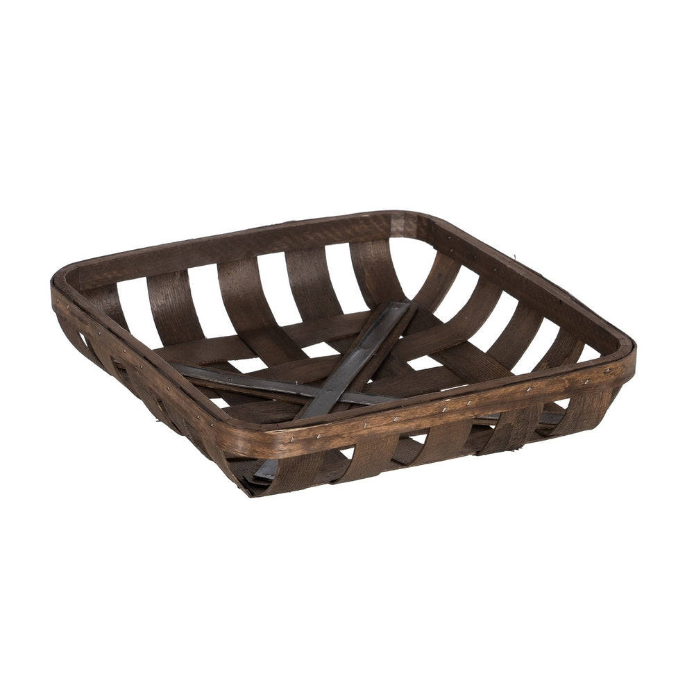 S/3 CESTAS MARRÓN MADERA DECORACIÓN 52 X 52 X 11,50 CM