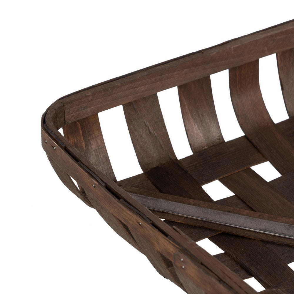 S/3 CESTAS MARRÓN MADERA DECORACIÓN 52 X 52 X 11,50 CM