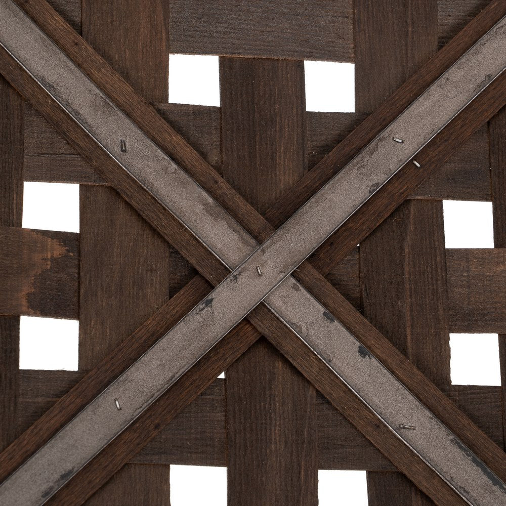 S/3 CESTAS MARRÓN MADERA DECORACIÓN 52 X 52 X 11,50 CM