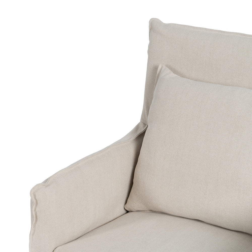 SILLÓN CREMA TEJIDO-MADERA 75 X 76 X 90,50 CM