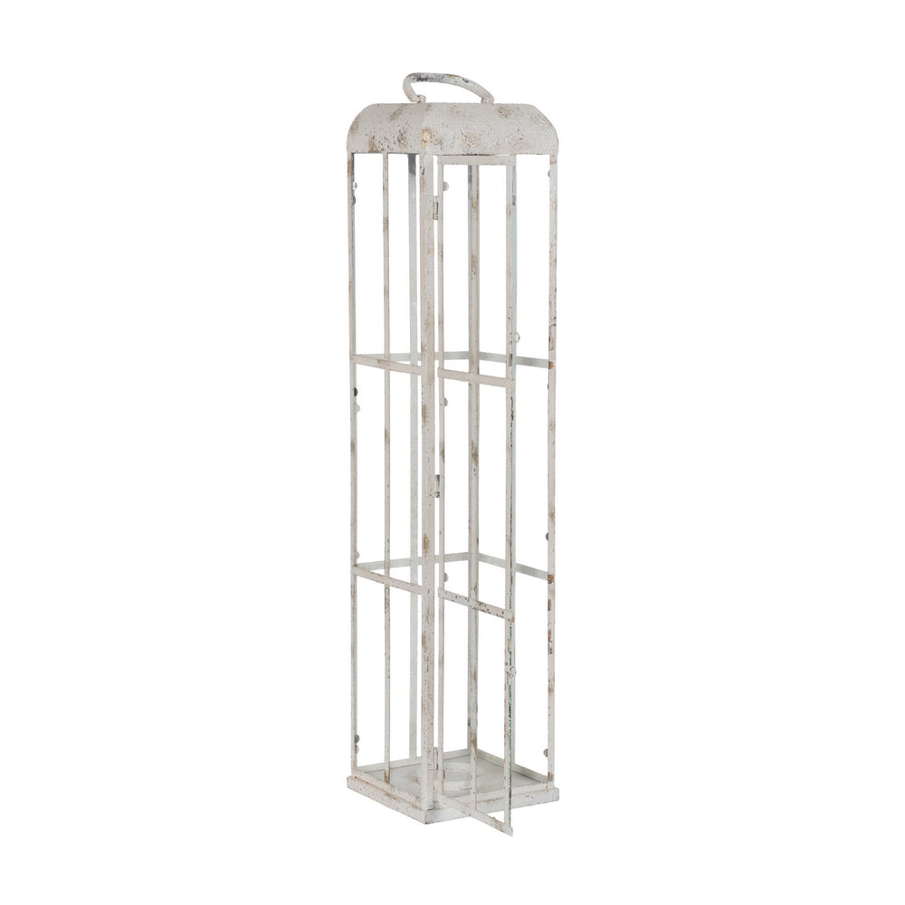 FAROL PORTAVELAS AZUL CLARO METAL 18 X 18 X 81 CM