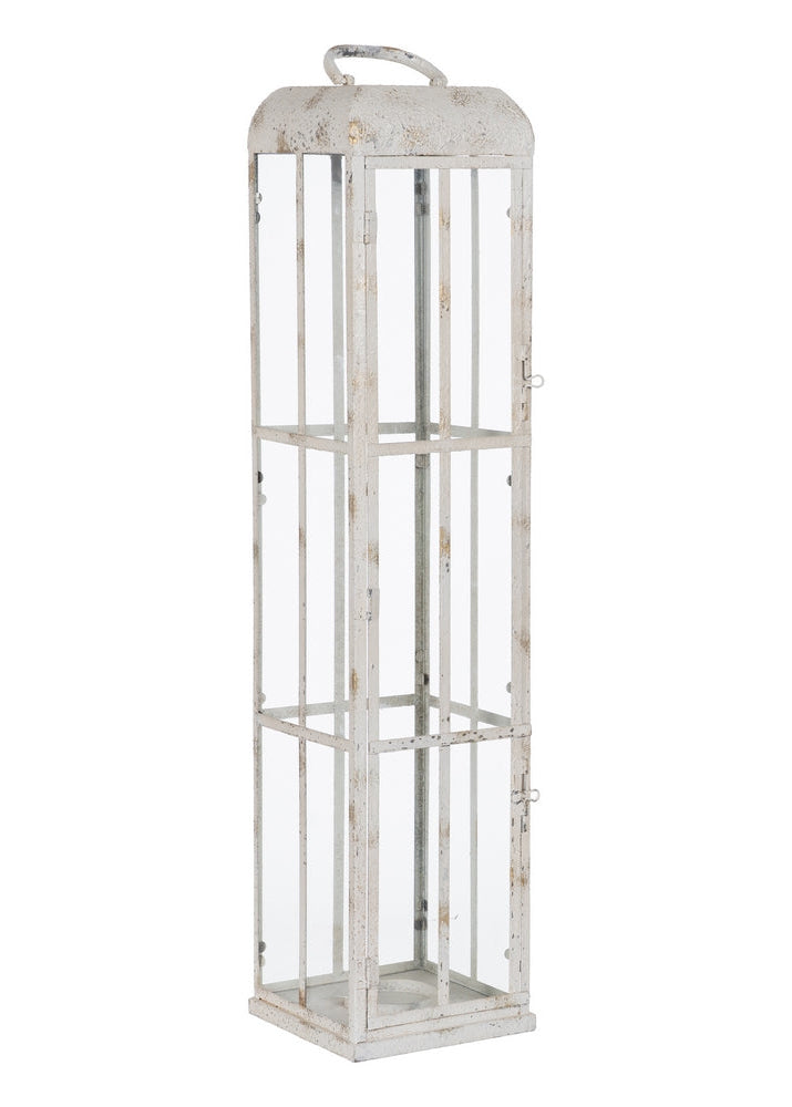 FAROL PORTAVELAS AZUL CLARO METAL 18 X 18 X 81 CM