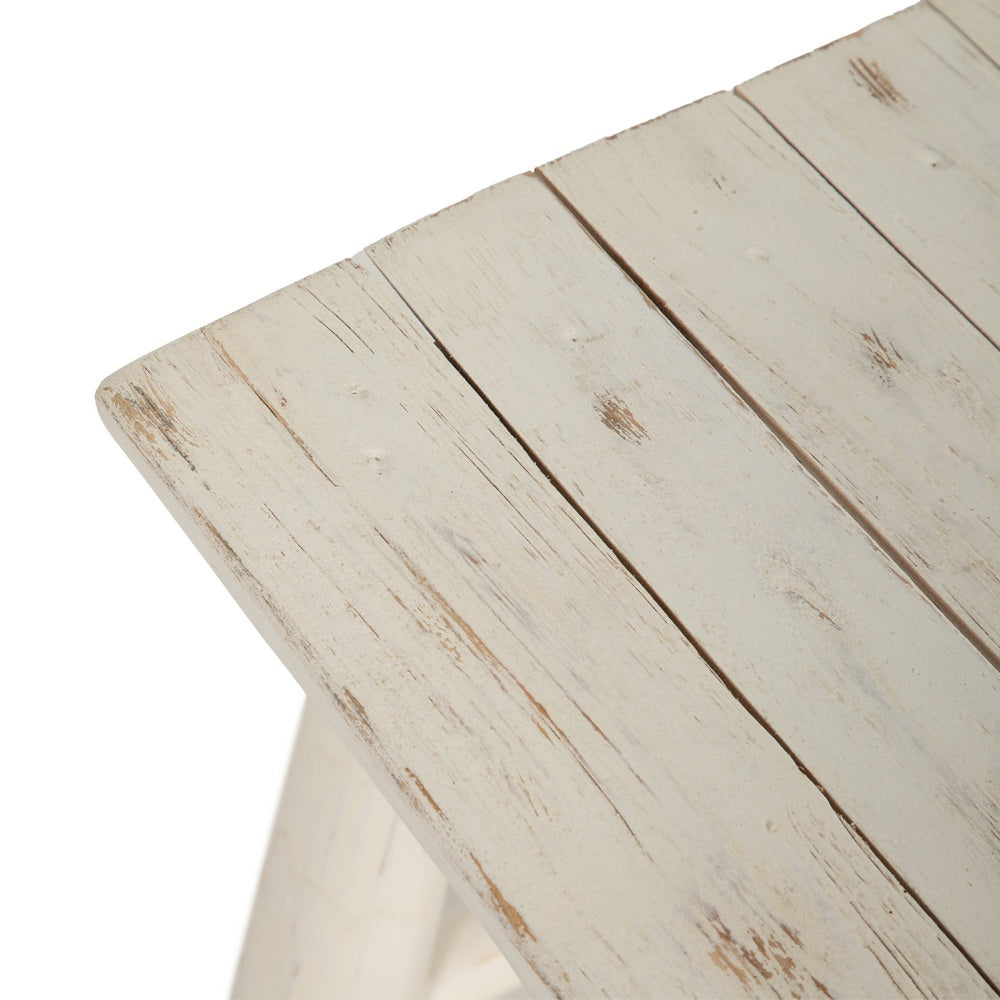 BANQUETA BLANCO ROZADO MADERA DE TECA 120 X 30 X 45 CM