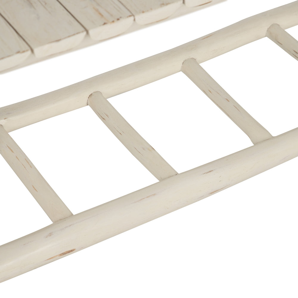 BANQUETA BLANCO ROZADO MADERA DE TECA 120 X 30 X 45 CM