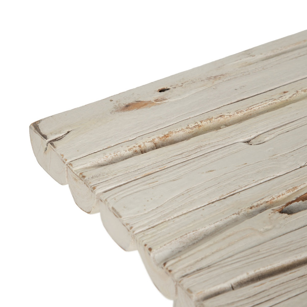 CONSOLA BLANCO ROZADO MADERA DE TECA 120 X 40 X 80 CM