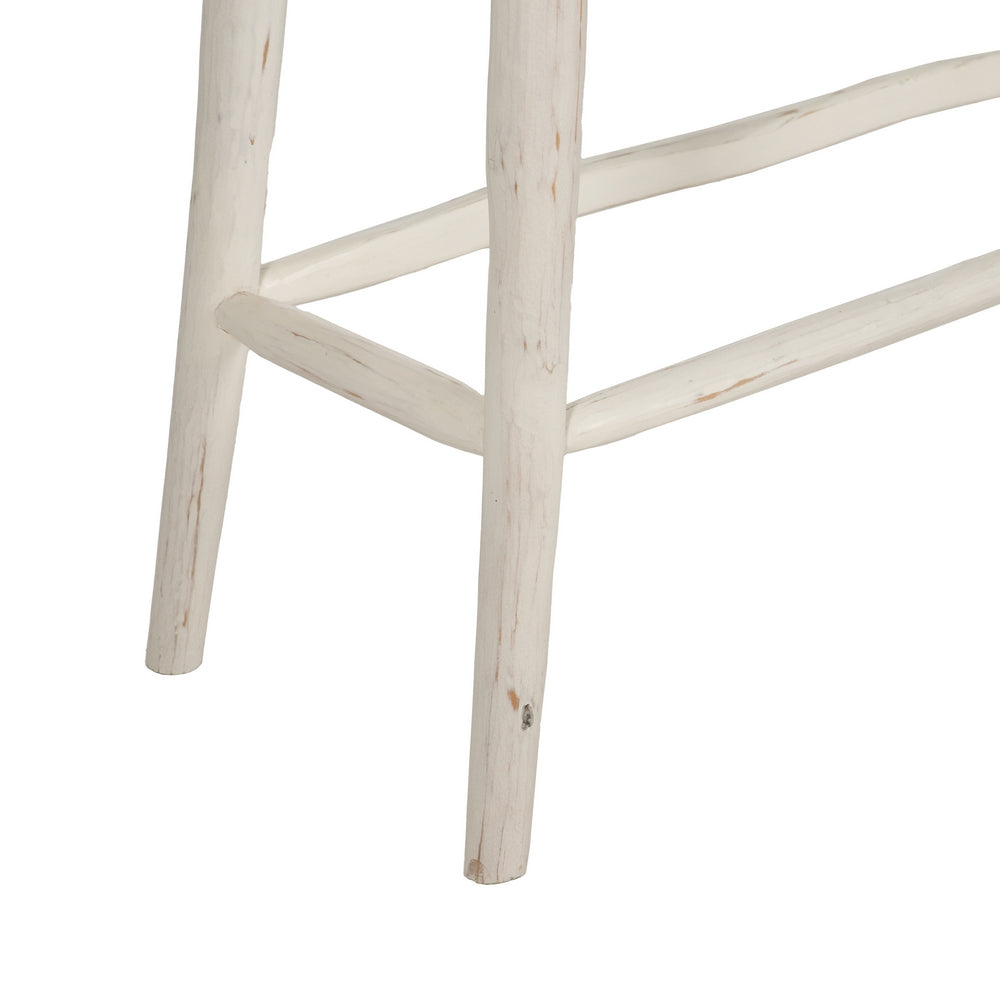 CONSOLA BLANCO ROZADO MADERA DE TECA 120 X 40 X 80 CM