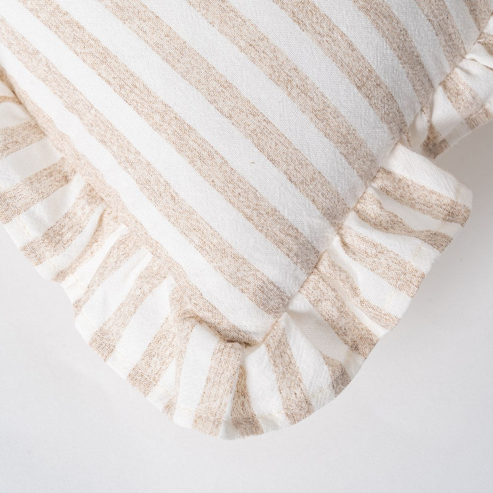 COJÍN RAYAS BEIGE ALGODÓN 43 X 43 CM