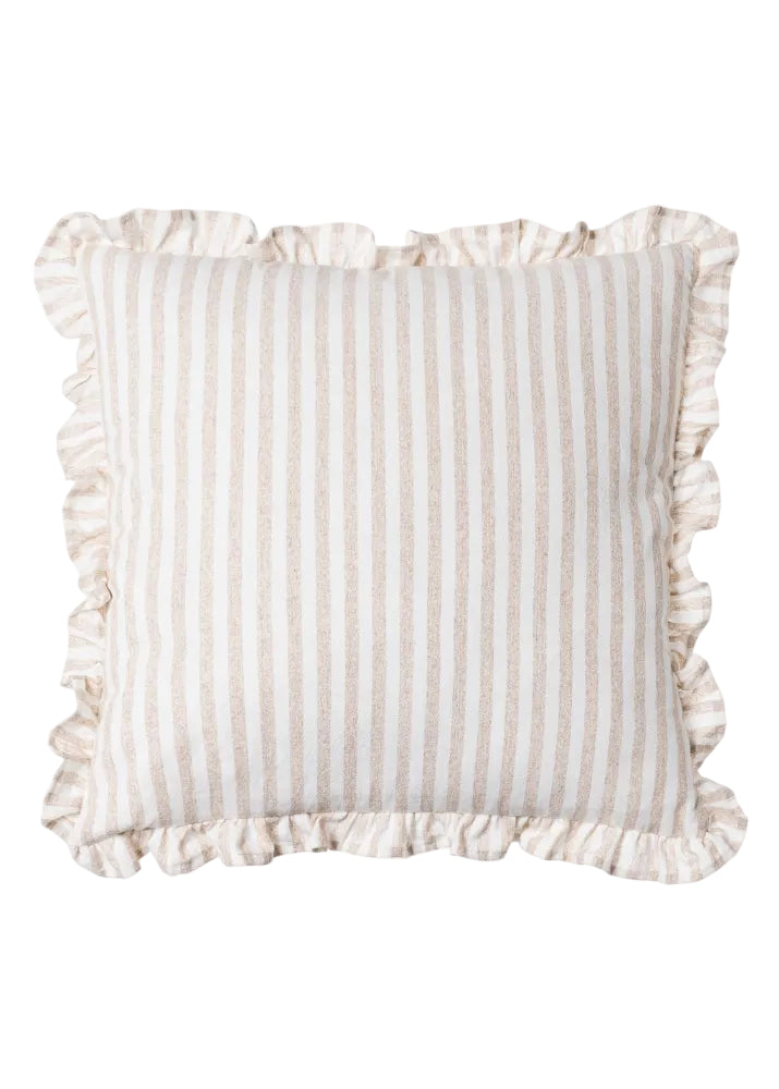 COJÍN RAYAS BEIGE ALGODÓN 43 X 43 CM