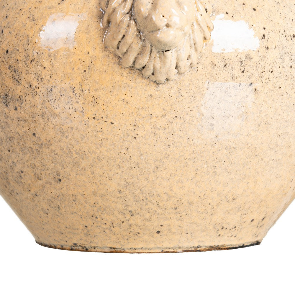 MACETERO CREMA CERÁMICA DECORACIÓN 32 X 32 X 22 CM