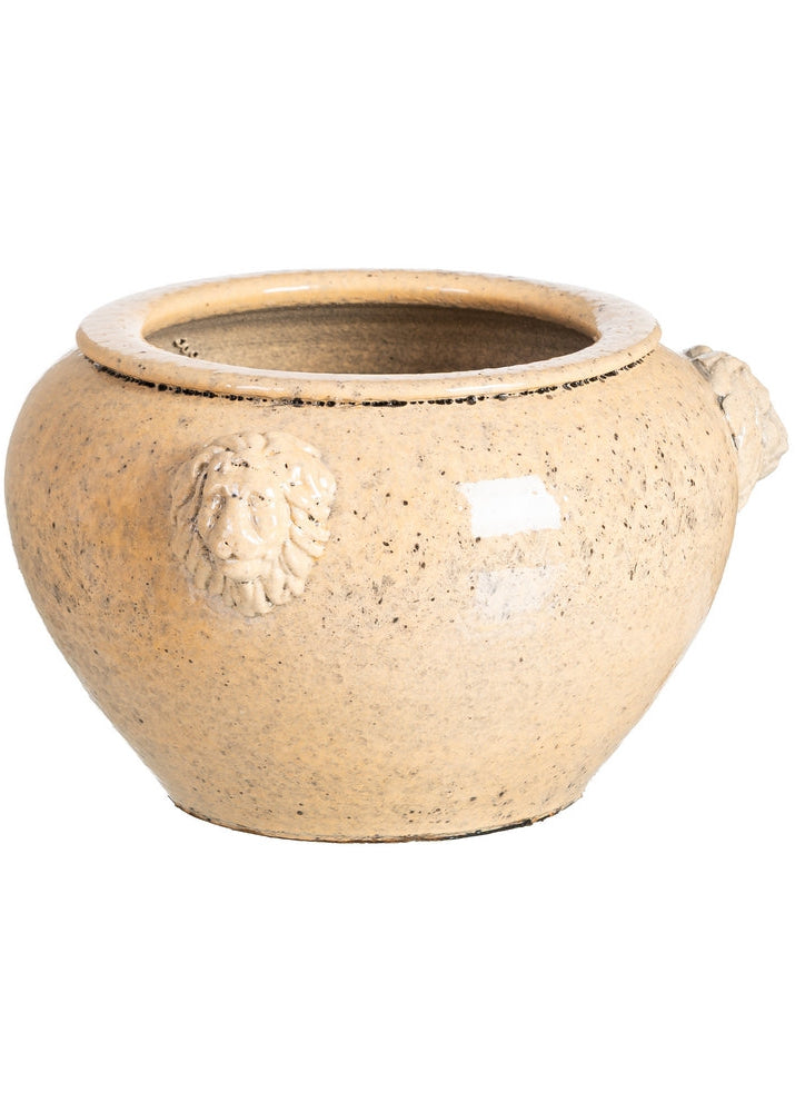 MACETERO CREMA CERÁMICA DECORACIÓN 32 X 32 X 22 CM
