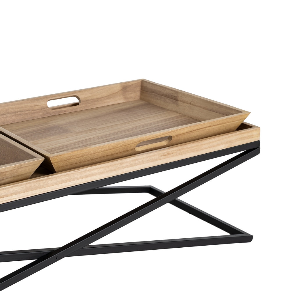 MESA CENTRO NATURAL-NEGRO MADERA-METAL 113 X 50 X 36,50 CM