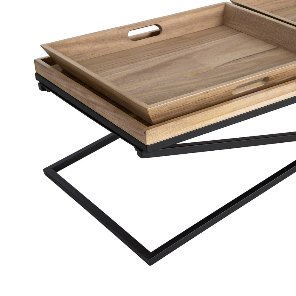 MESA CENTRO NATURAL-NEGRO MADERA-METAL 113 X 50 X 36,50 CM