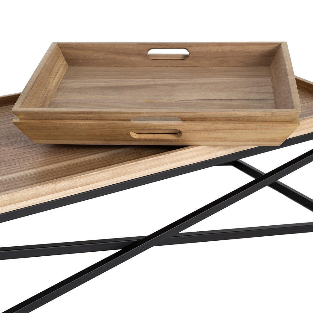 MESA CENTRO NATURAL-NEGRO MADERA-METAL 113 X 50 X 36,50 CM