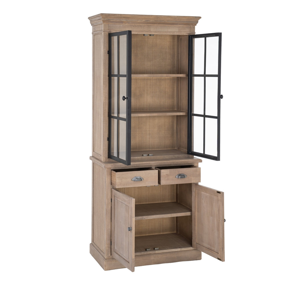 VITRINA NATURAL-NEGRO MADERA DE PINO 87 X 40 X 198 CM