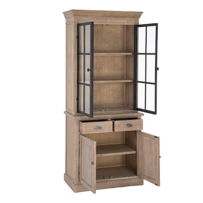 VITRINA NATURAL-NEGRO MADERA DE PINO 87 X 40 X 198 CM