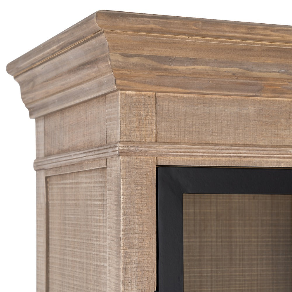 VITRINA NATURAL-NEGRO MADERA DE PINO 87 X 40 X 198 CM