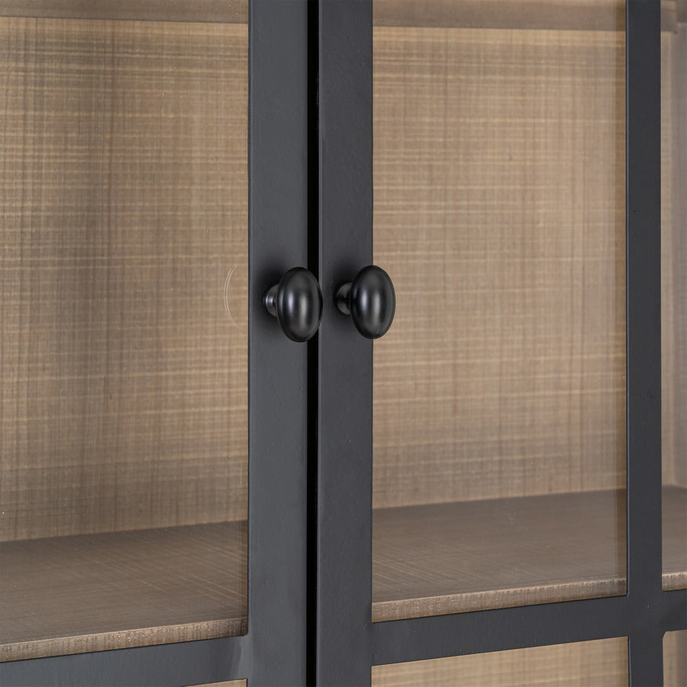 VITRINA NATURAL-NEGRO MADERA DE PINO 87 X 40 X 198 CM