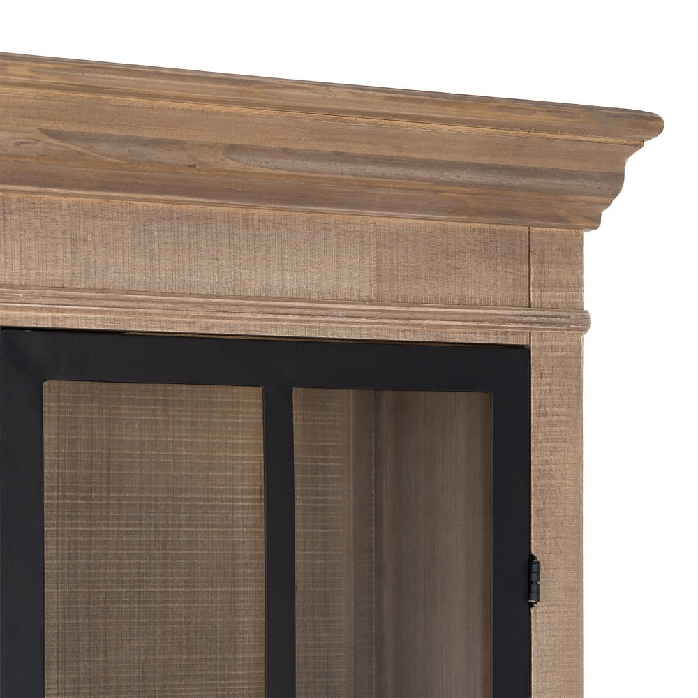 VITRINA NATURAL-NEGRO MADERA DE PINO 87 X 40 X 198 CM