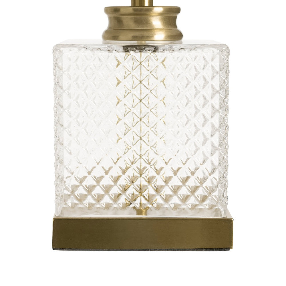 LÁMPARA MESA ORO METAL-CRISTAL 28 X 28 X 47 CM