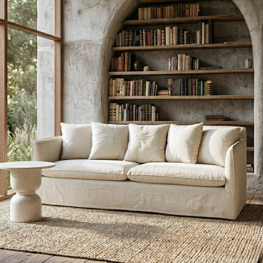SOFÁ BEIGE TEJIDO SALÓN 215 X 92 X 78 CM